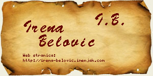 Irena Belović vizit kartica